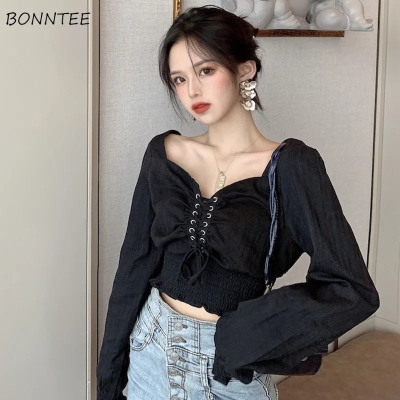 Square Collar Off Shoulder Blouse