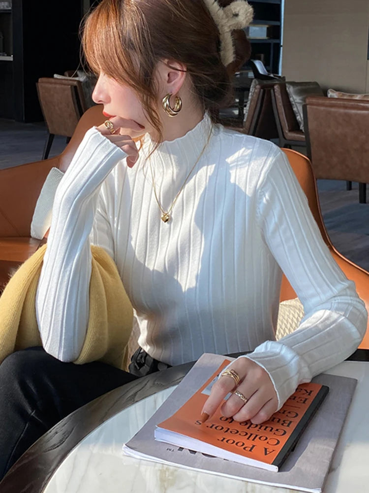 Knitted Ribbed Turtleneck Sweater