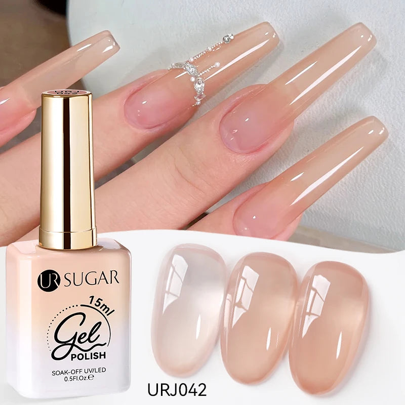UR SUGAR 15ml Jelly Milky White Translucent Color Gel Polish Semi Permanent UV Gel Nail Art Soak Off Gel Varnish Latest Fashion