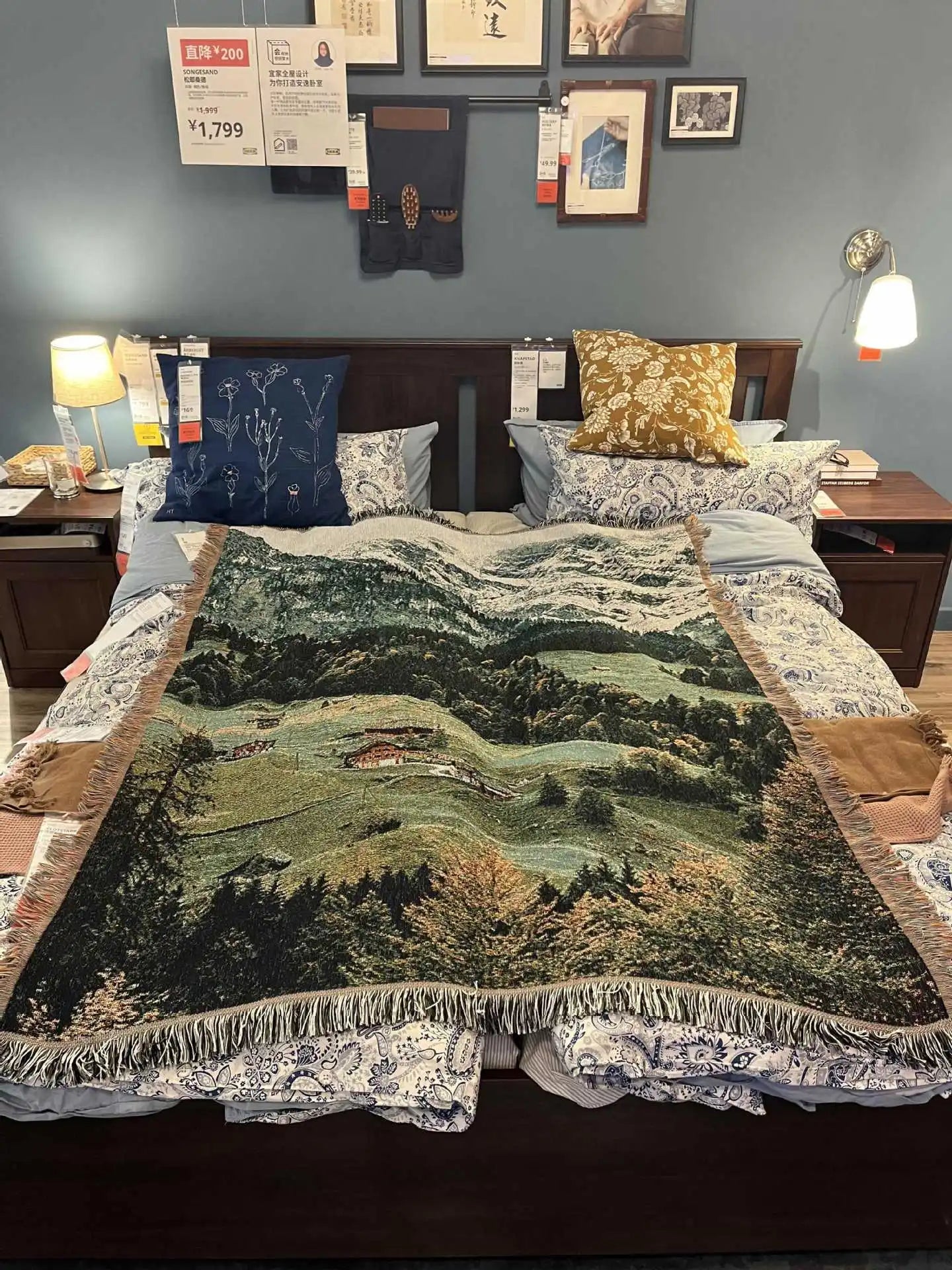 Snow Mountain Forest Cotton Thread Woven Blanket