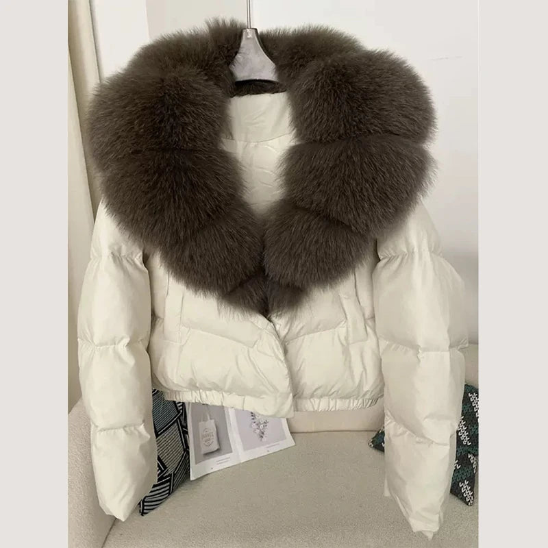 Street Faux Fur Collar Cropped Coat