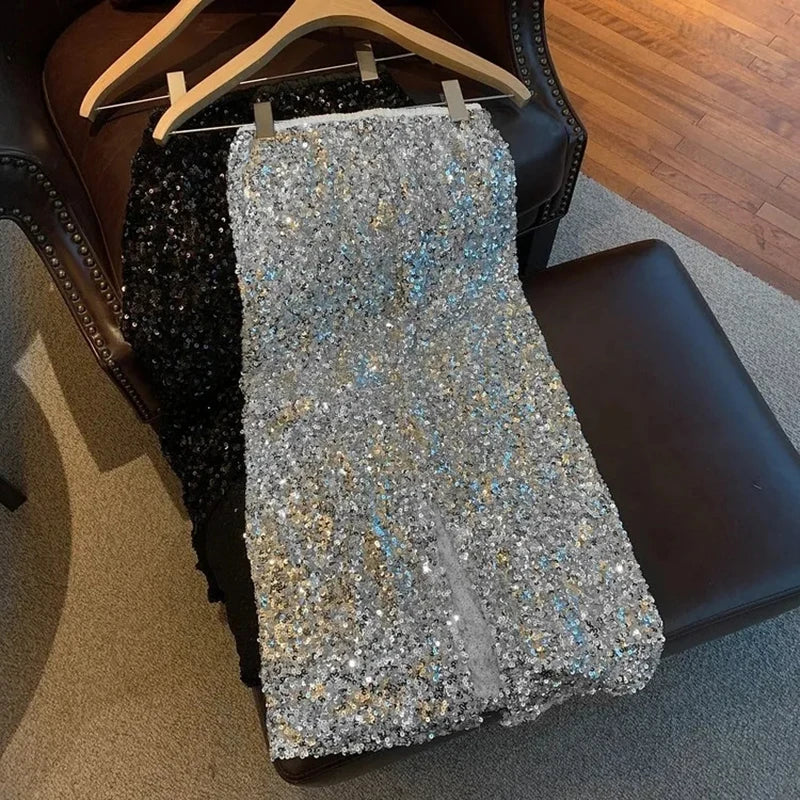 Sequin Decorate Midi Skirt