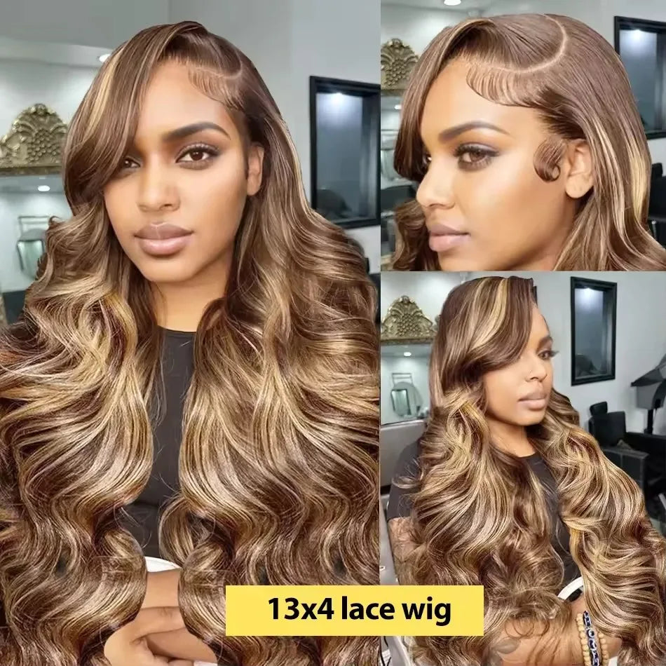 13x6 Glueless Highlight Hd Lace Frontal Wig Human Hair Ombre Colored Honey Blonde Human Hair Wigs Body Wave For Women 5x5 4x4