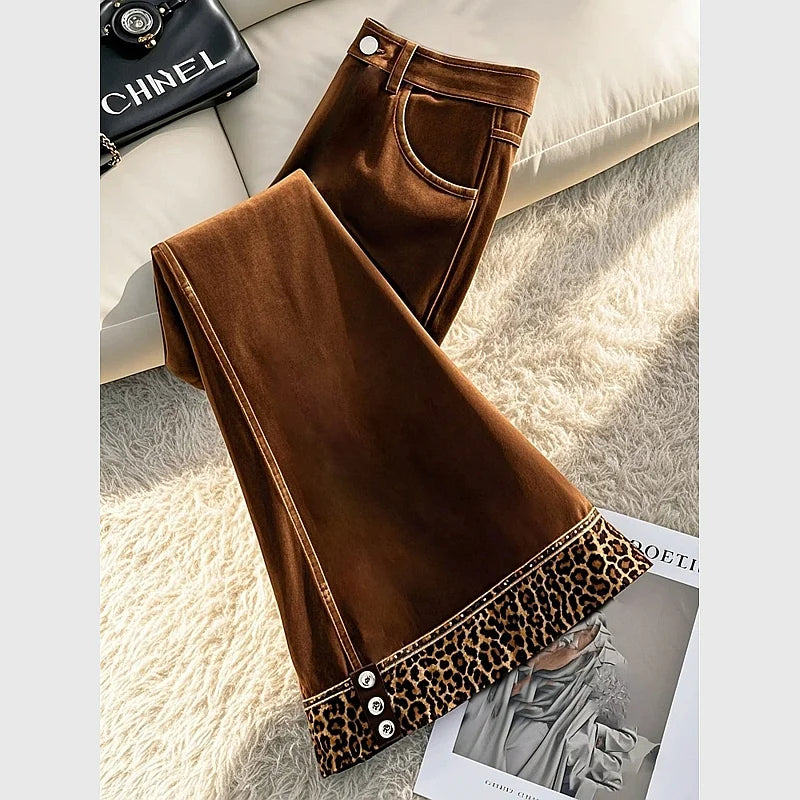 Leopard Print Trim Pant