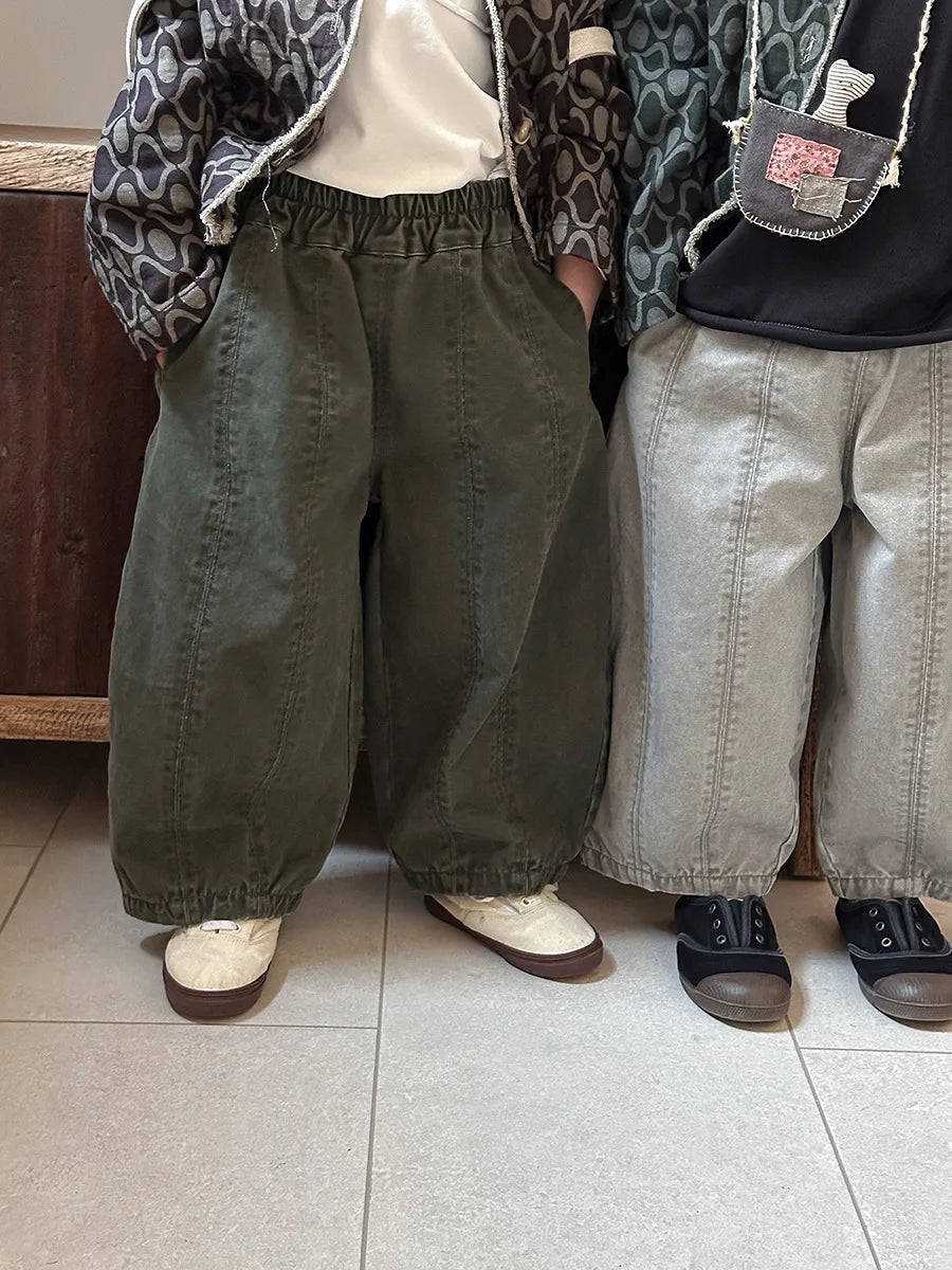 Children Clothes Kids Casual Loose Pants 2025 Boys Spring Loose Wide Legs Solid Color Fashionable Simple Kids Trousers