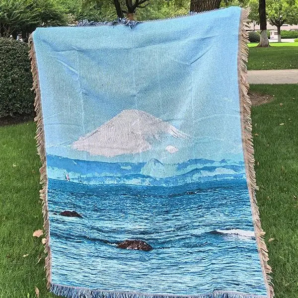 Snow Mountain Forest Cotton Thread Woven Blanket