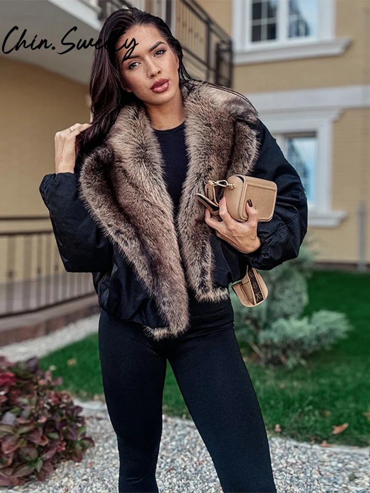 Urban Faux Fur Patchwork Cropped Coat