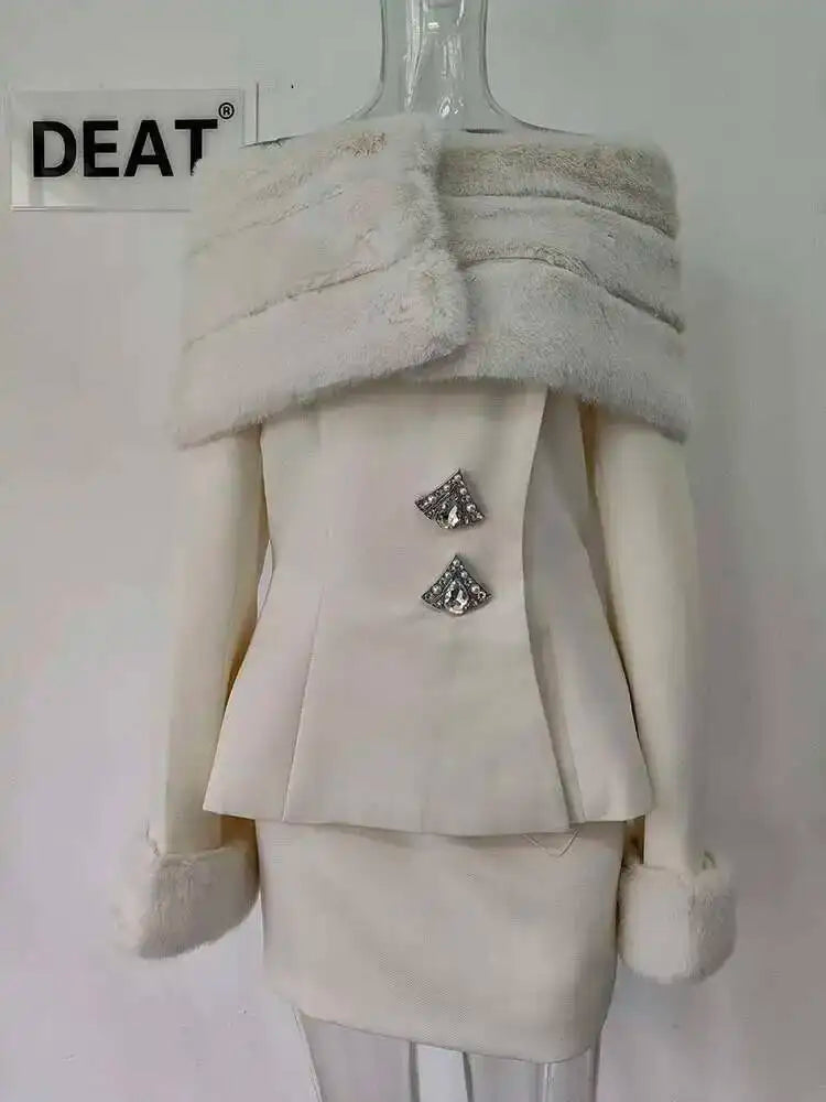 2 Pcs Set Off Shoulder Removable Shawl Diamond Button Top Hip Wrap Skirt