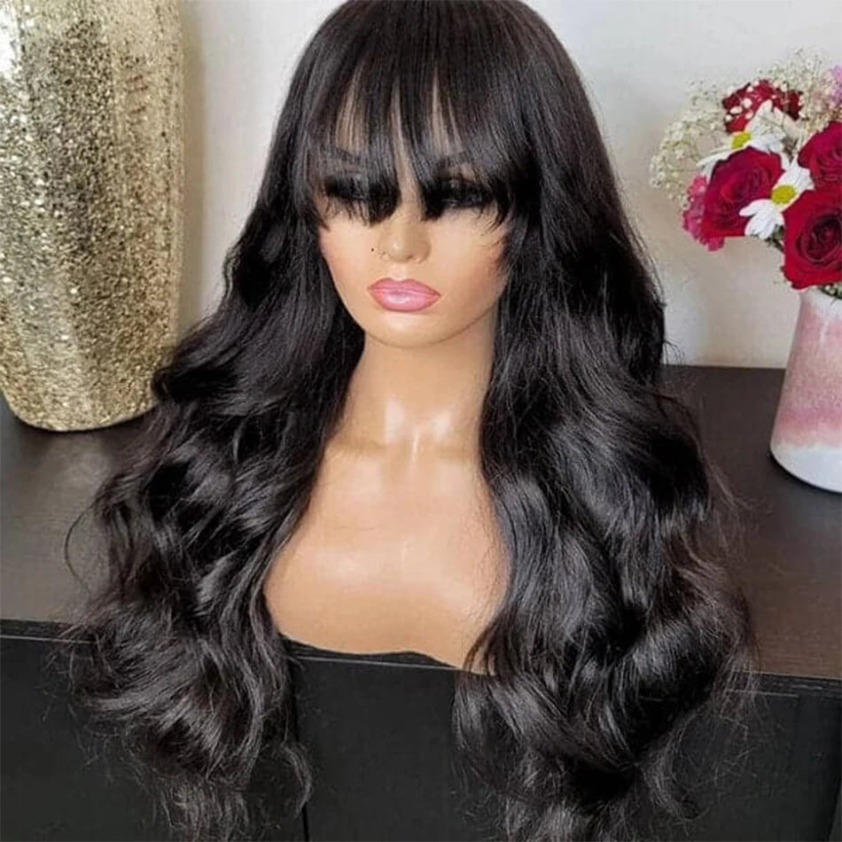 Body Wave Human Hair Wig With Bangs