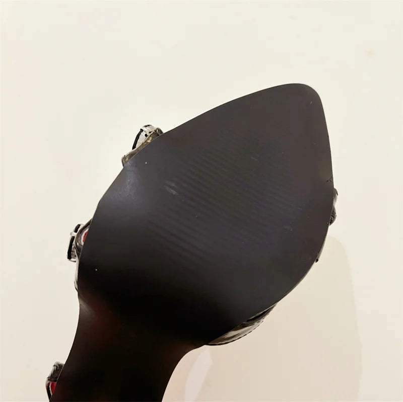 Rivet Narrow Band Metal Thin High Heels