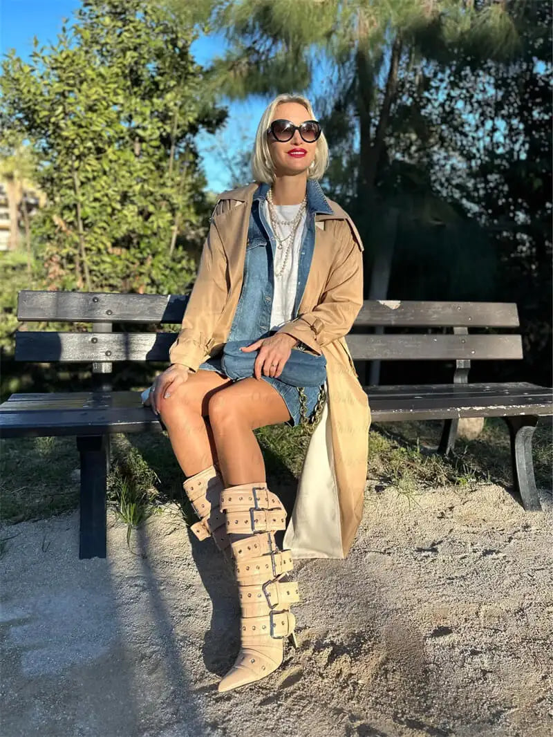 Pointed Toe Mid-Calf Boots