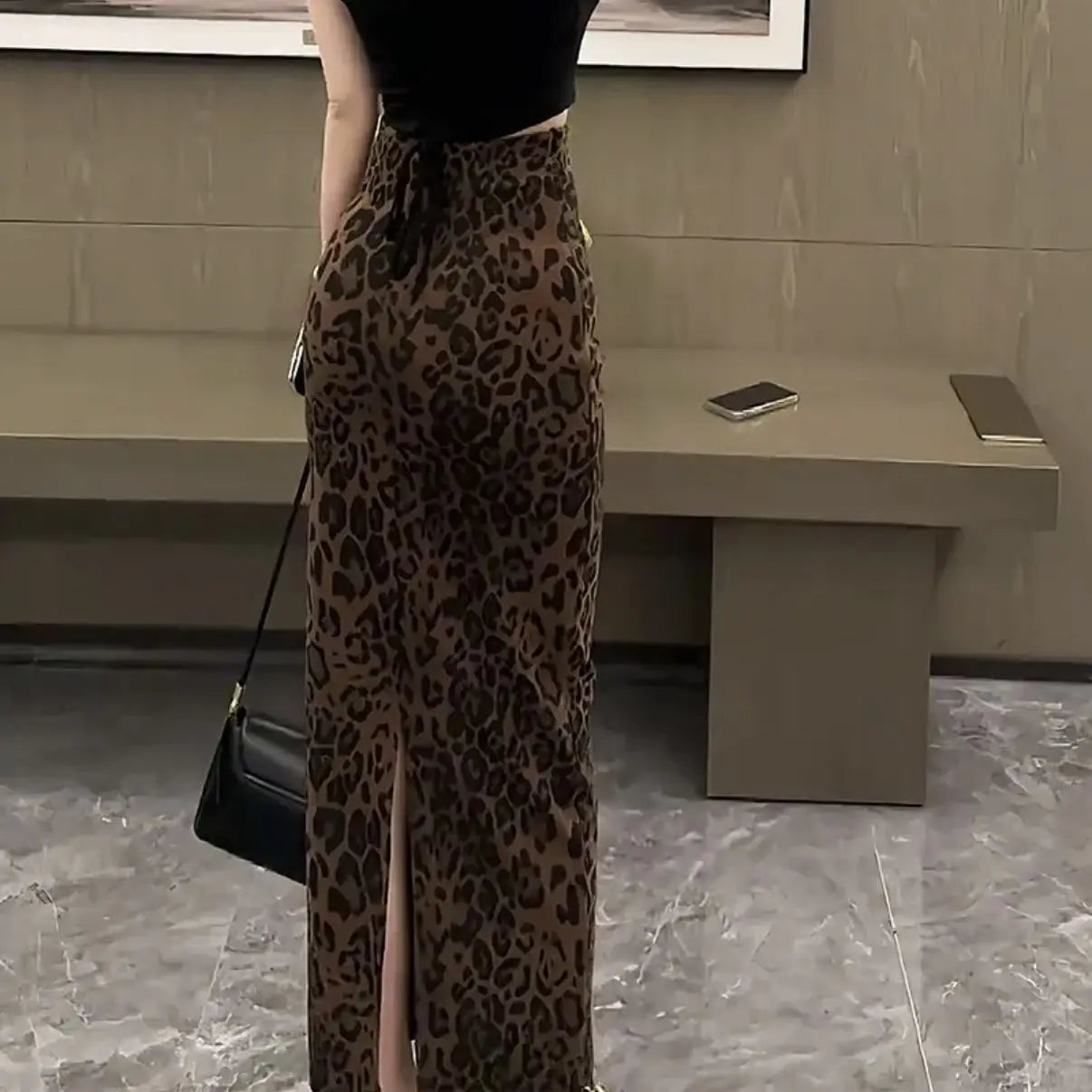 Leopard Print Mid-Length Skirt