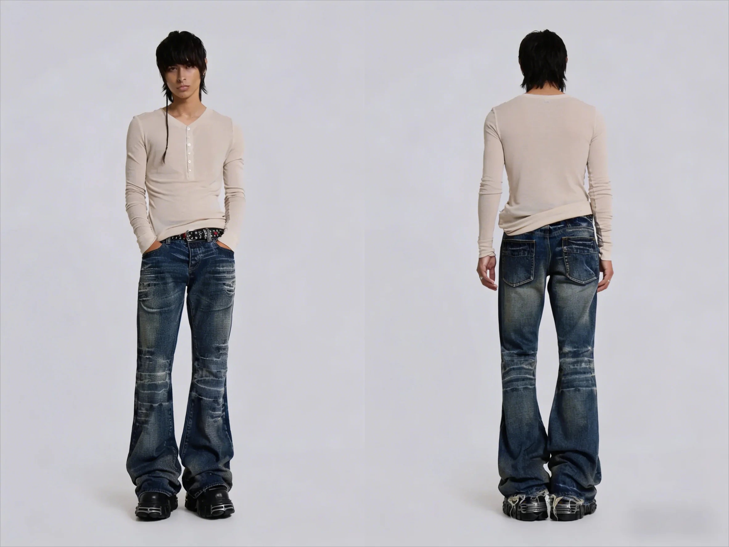 Wings Embroidered High-Waist Jeans