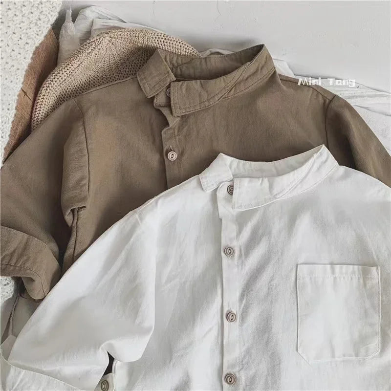 Boys Baby's Kids Blouse Jacket Outwear 2023 White Spring Autumn Shirts Cotton Gift Plus Size Children's Clothing