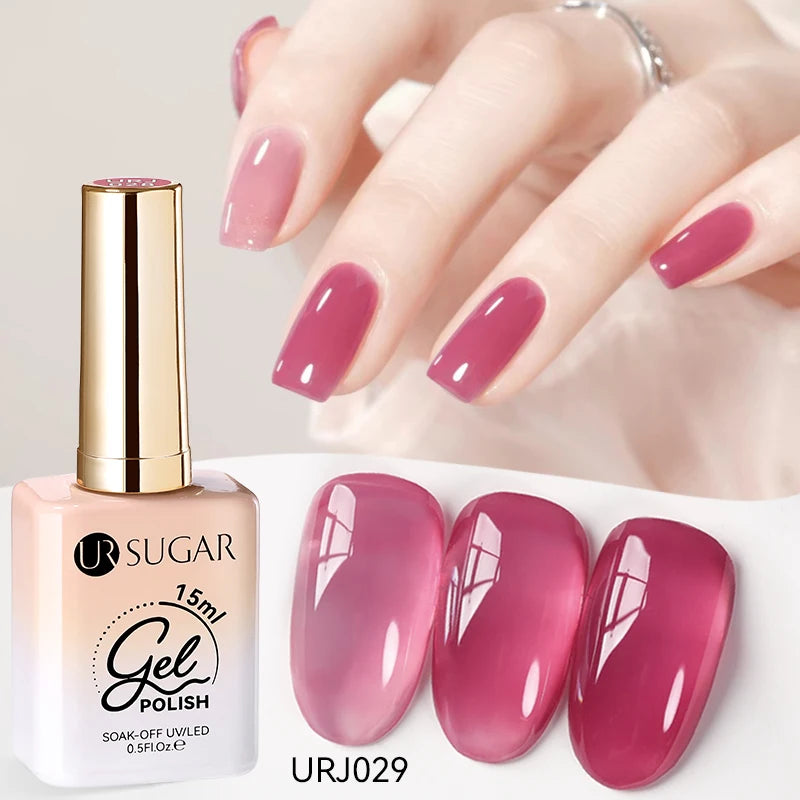 UR SUGAR 15ml Jelly Milky White Translucent Color Gel Polish Semi Permanent UV Gel Nail Art Soak Off Gel Varnish Latest Fashion