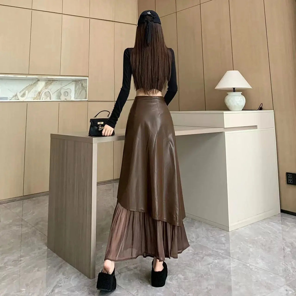 Scarf Slim Knitted Sweater+Irregular Half Skirt Two Piece Set