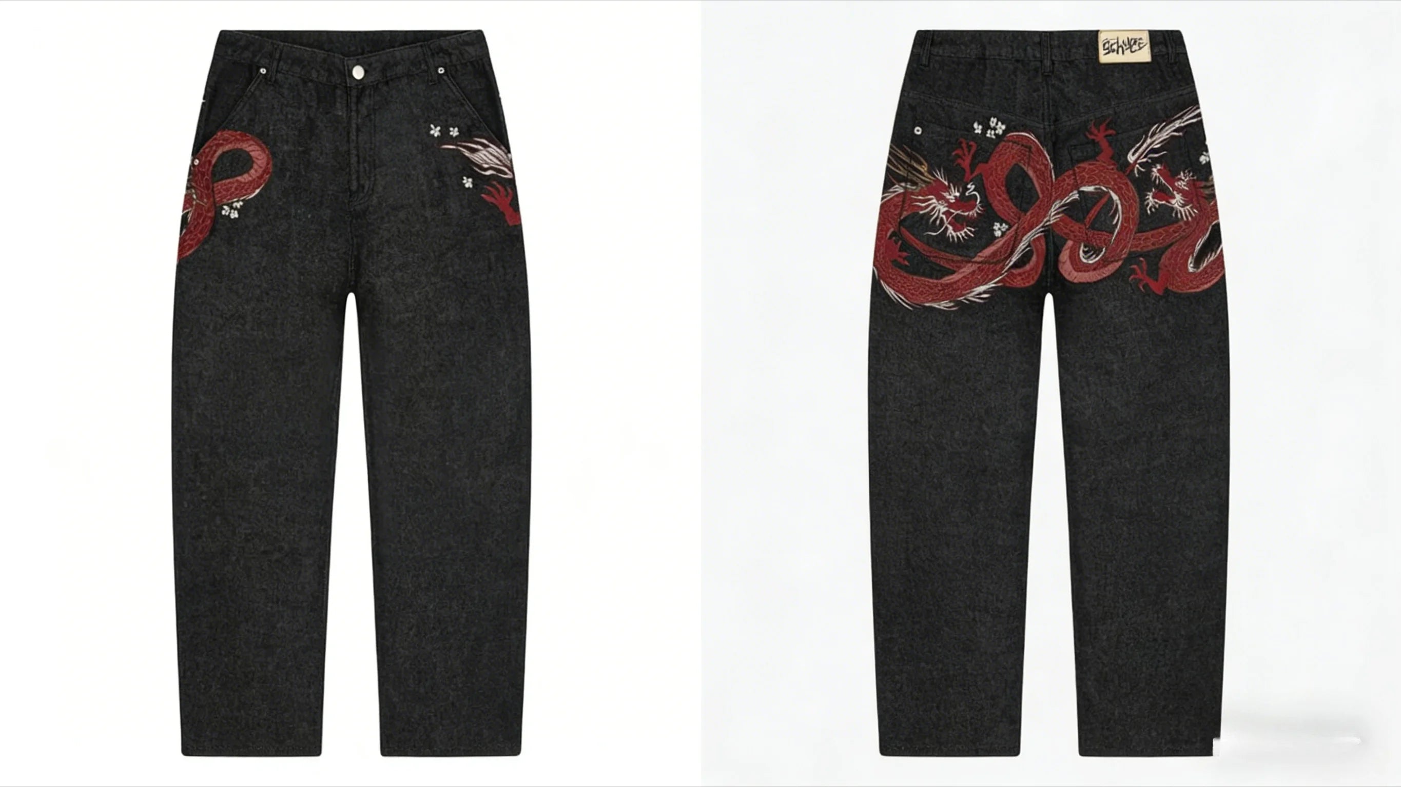 Wings Embroidered High-Waist Jeans