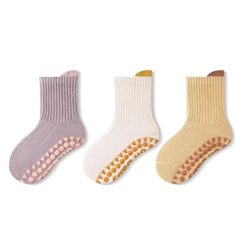 3Pairs/lot Children's Socks For Girls Boys Spring Autumn Baby Girl Boy Toddler Short Floor Home Sock Anti-slip 0-5Y Kids Socks