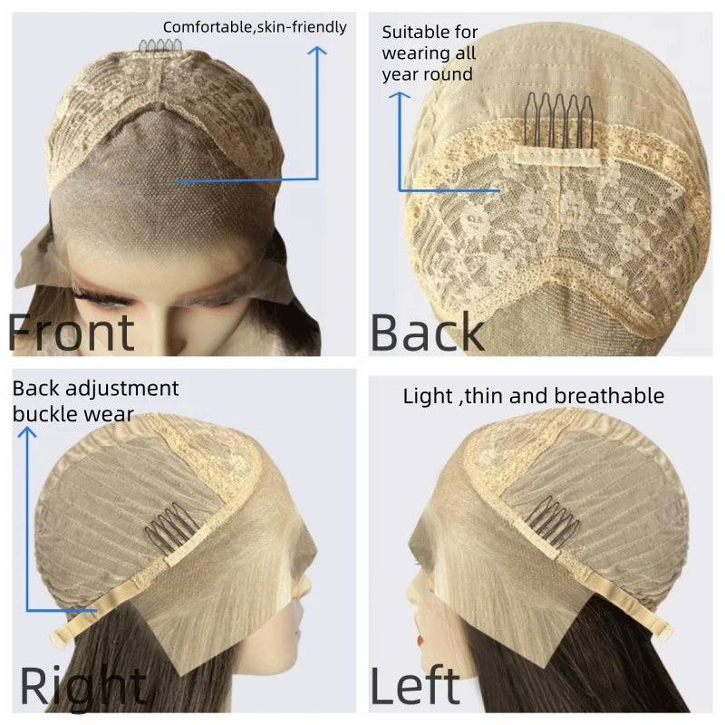 Wavy Ombre Ash Highlighted Middle Part Cut Lace Front Wig