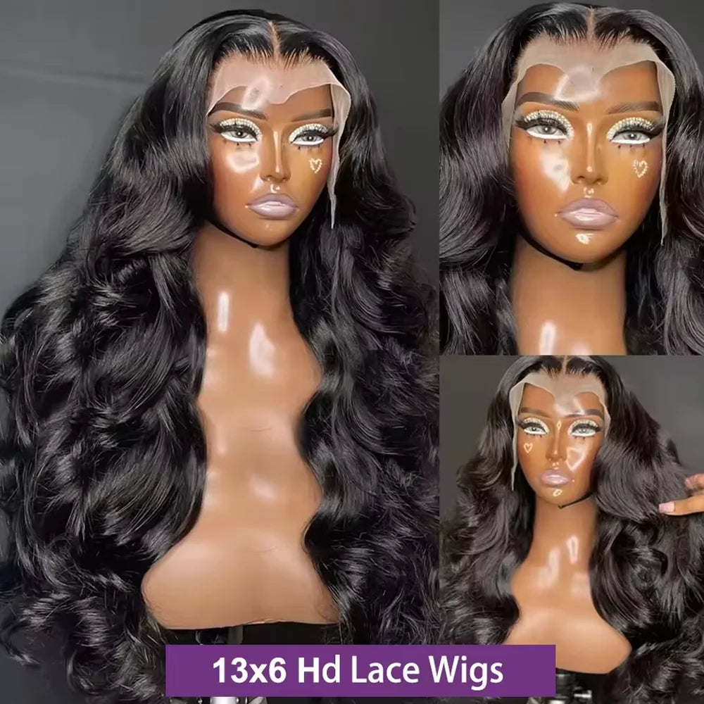13x6 Hd Lace 28 Inch Body Wave Human Hair Wigs HD Lace Front Wig Black Pre Plucked 13x4 Human Wavy Lace Frontal Hair Wigs