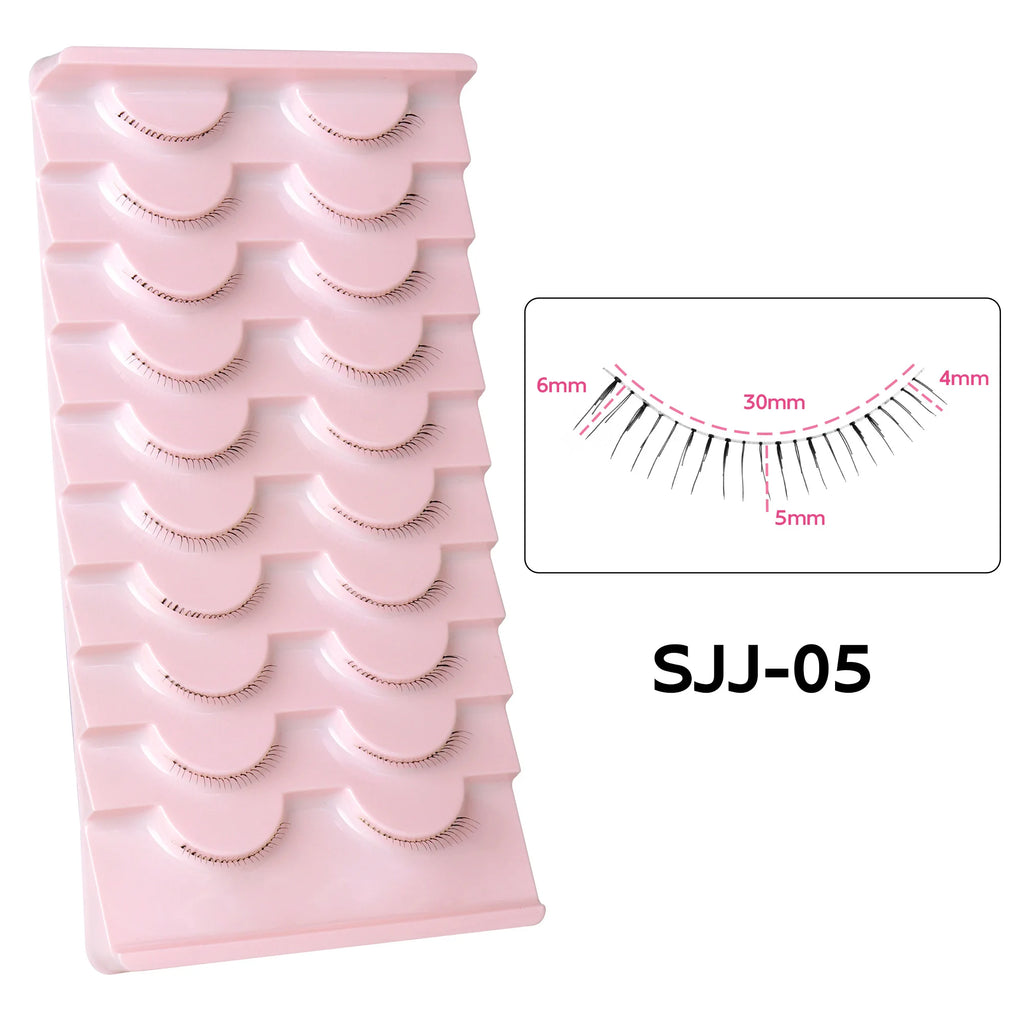 10Pairs Bottom Eyelashes Manga Lower Lashes Clear Band Wispy Small Flame Under Eye Lashes Korean Makeup Cosplay Tools