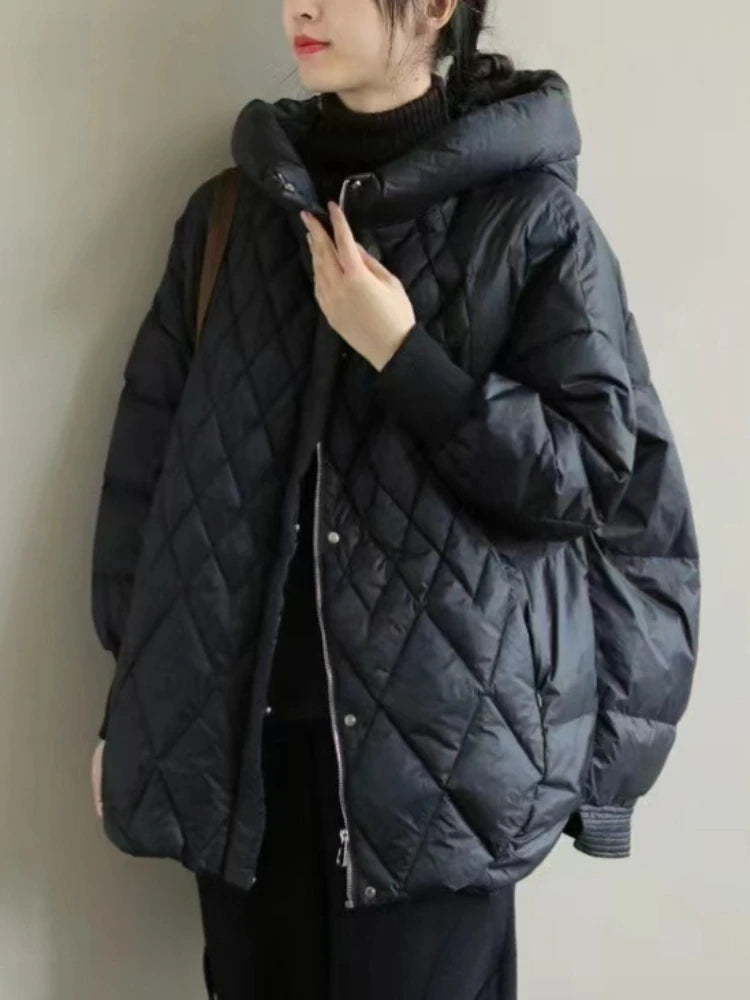 Thick Down Mid Length Hooded Jacket