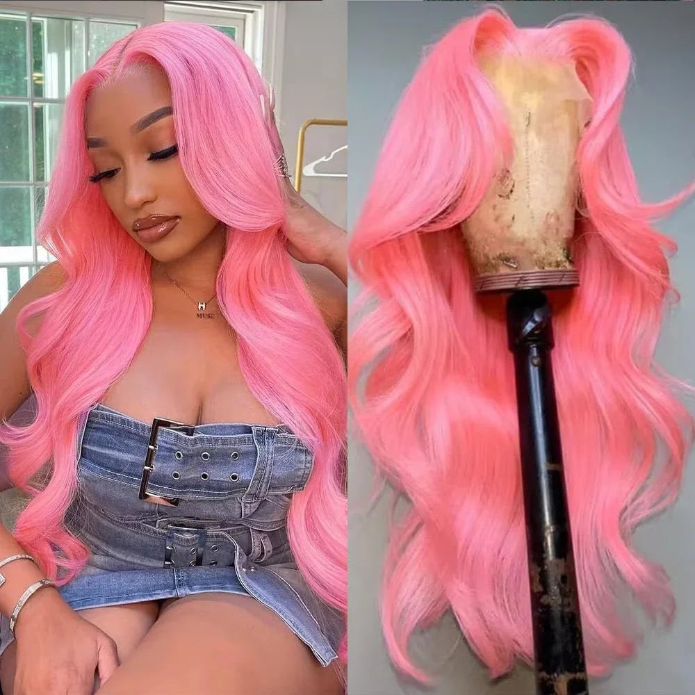 Pink Wig Body Wave 13x4 HD Lace Front Human Hair Wig