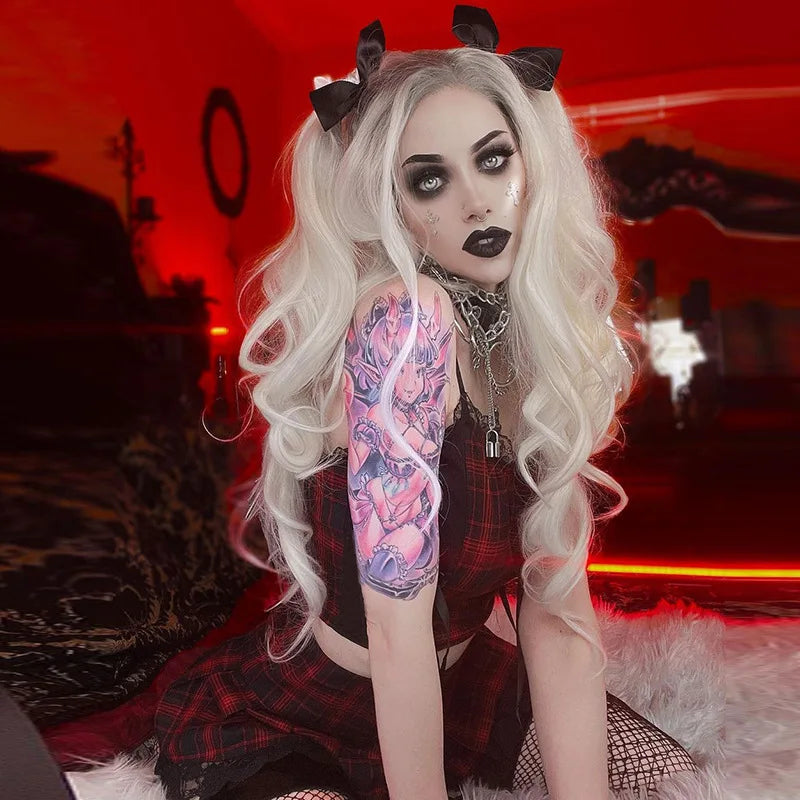 Lace Plaid Pleated Skirt