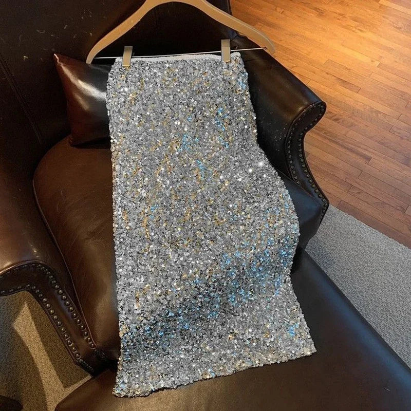 Sequin Decorate Midi Skirt