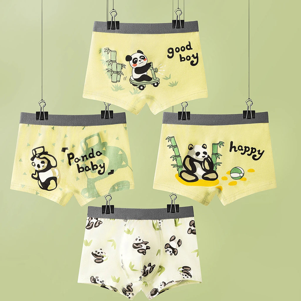 4PCS/Set Kids Boxer Underwear Cotton Cute Cartoon Bamboo Panda Children Shorts Cartoon Lovely Underpants Soft Little Boy Panties