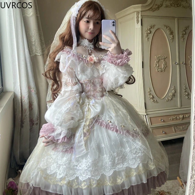 Sweet Kawaii Dress Women Victorian Vintage Princess Dress