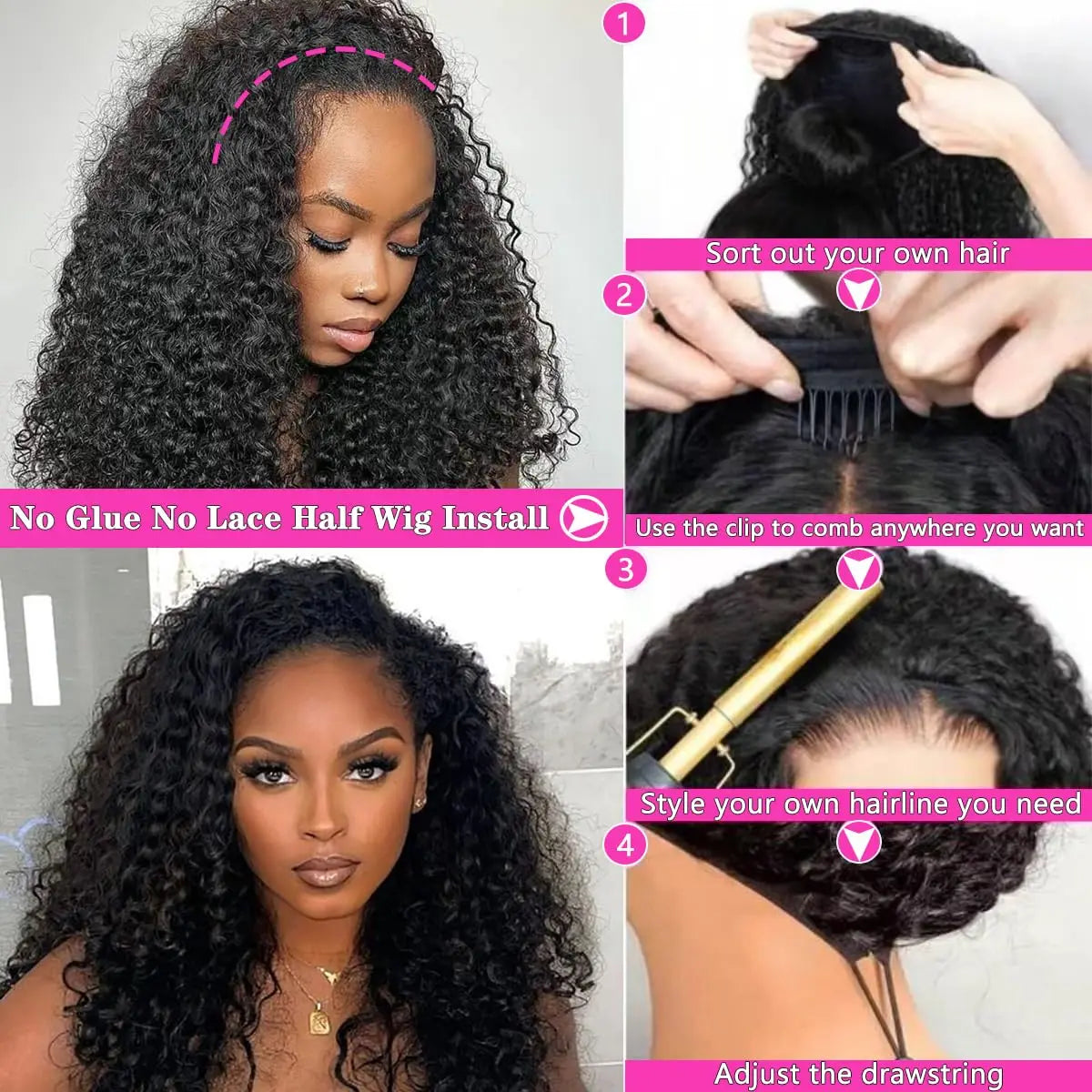 Water Wave 3 IN 1 Half Wig