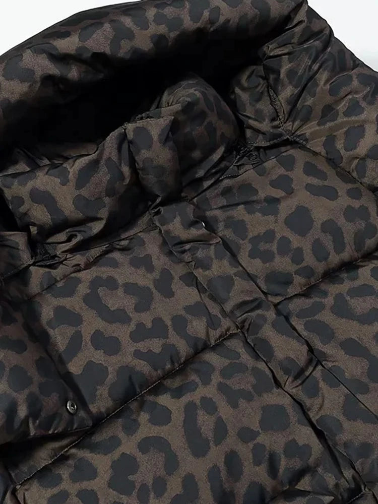 Leopard Print Down Cotton-Padded Jacket