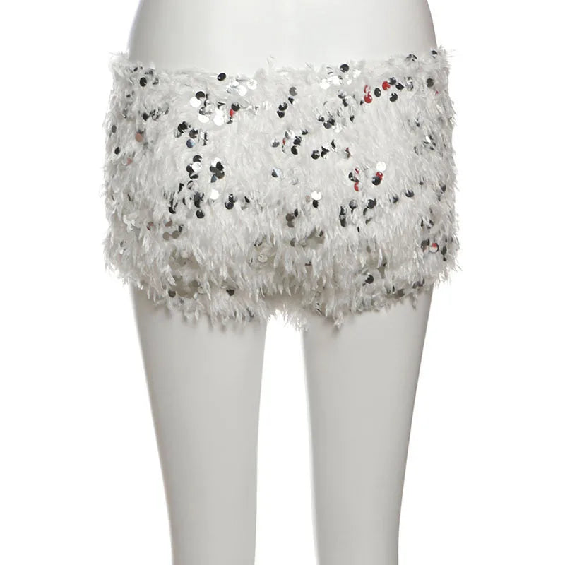 Furry Tassel Mini Shorts
