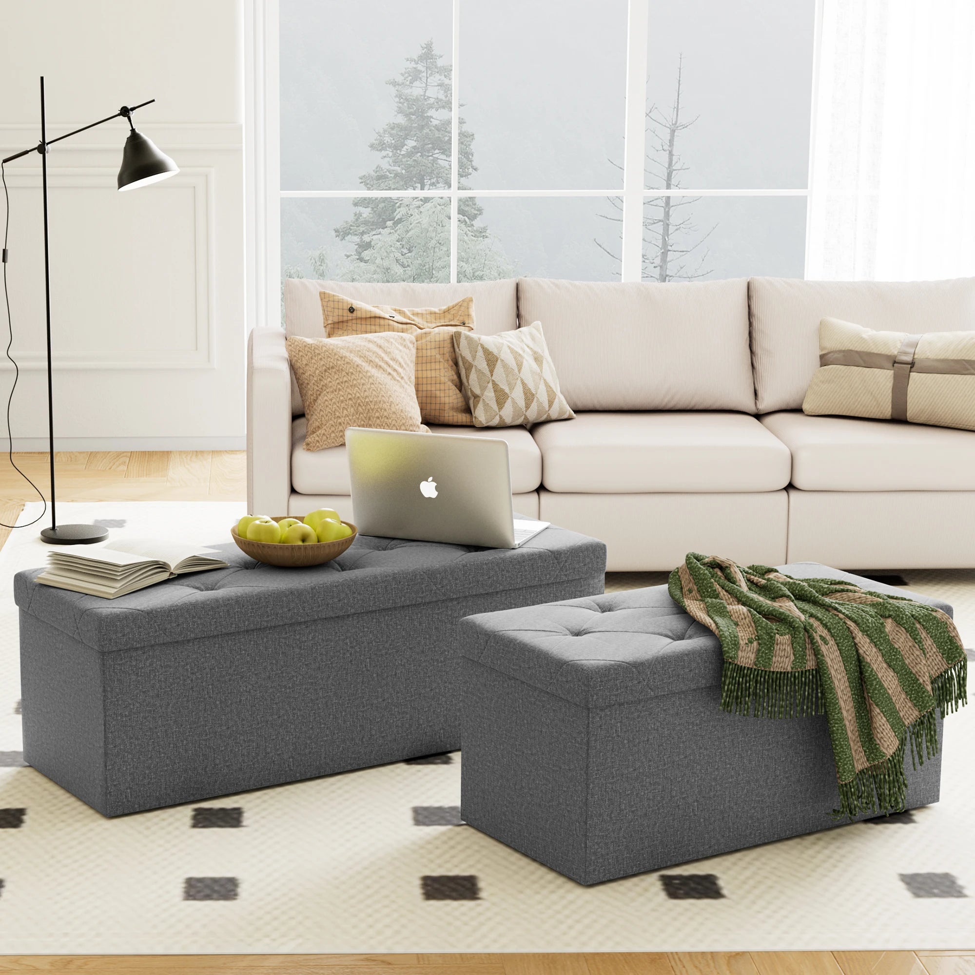 Folding Storage Ottoman Bench