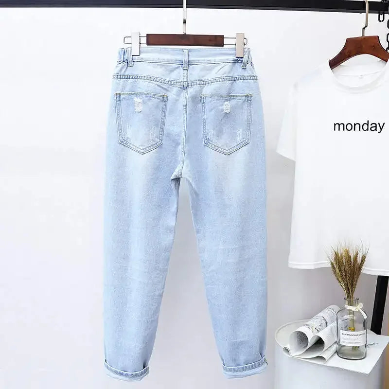 High Waist Denim Trousers