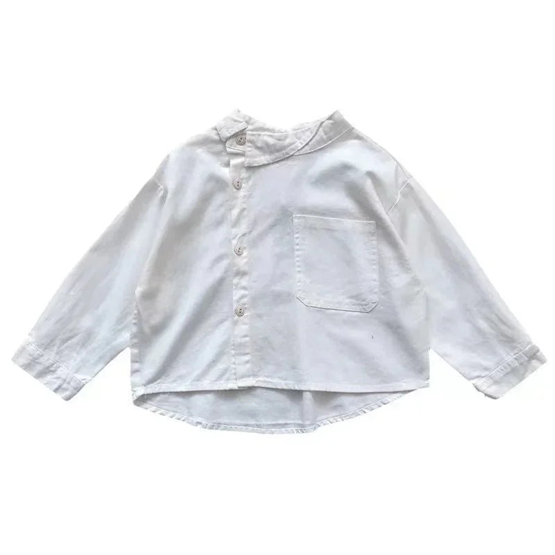 Boys Baby's Kids Blouse Jacket Outwear 2023 White Spring Autumn Shirts Cotton Gift Plus Size Children's Clothing