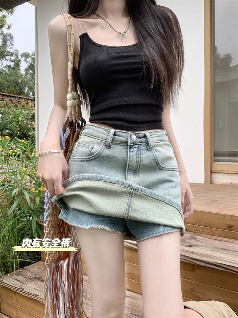 Vintage Butterfly Denim Skirt