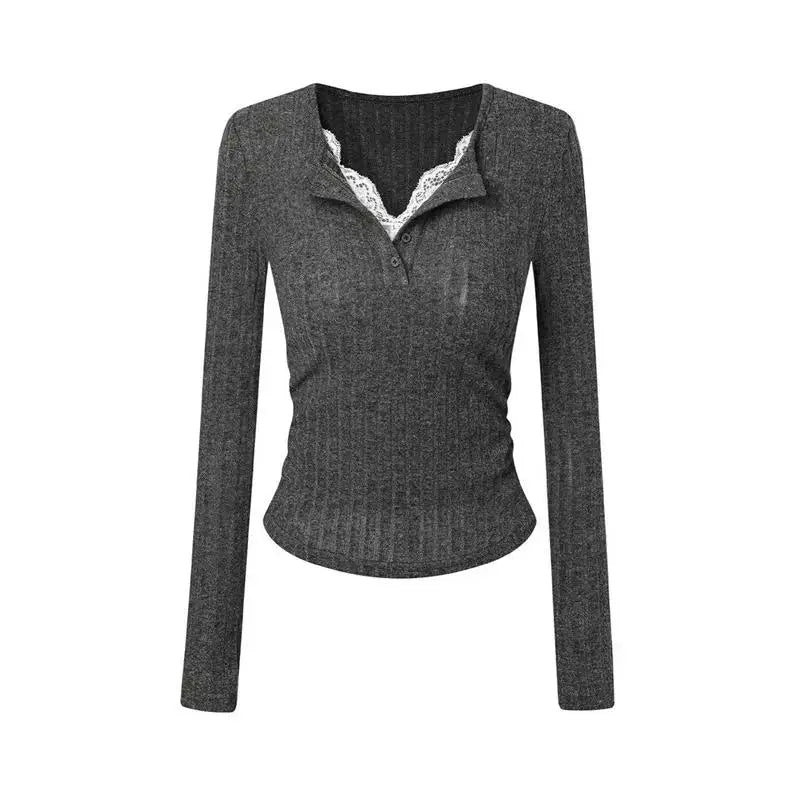 Lace Patchwork Long Sleeve T-Shirt