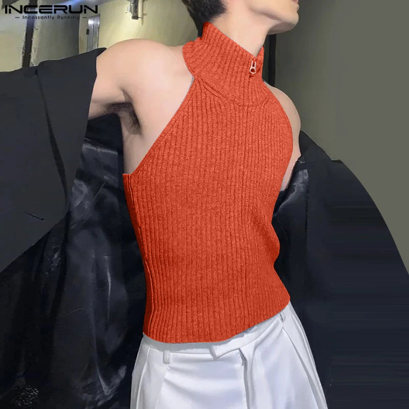 Knitted Texture Hanging Neck Top