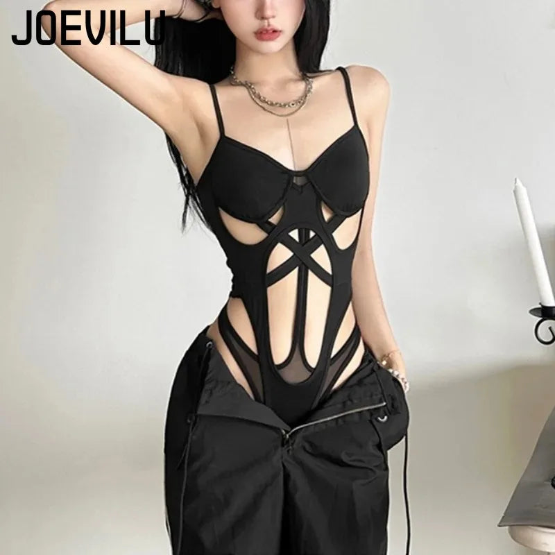 Black Hollow Out Bodysuit