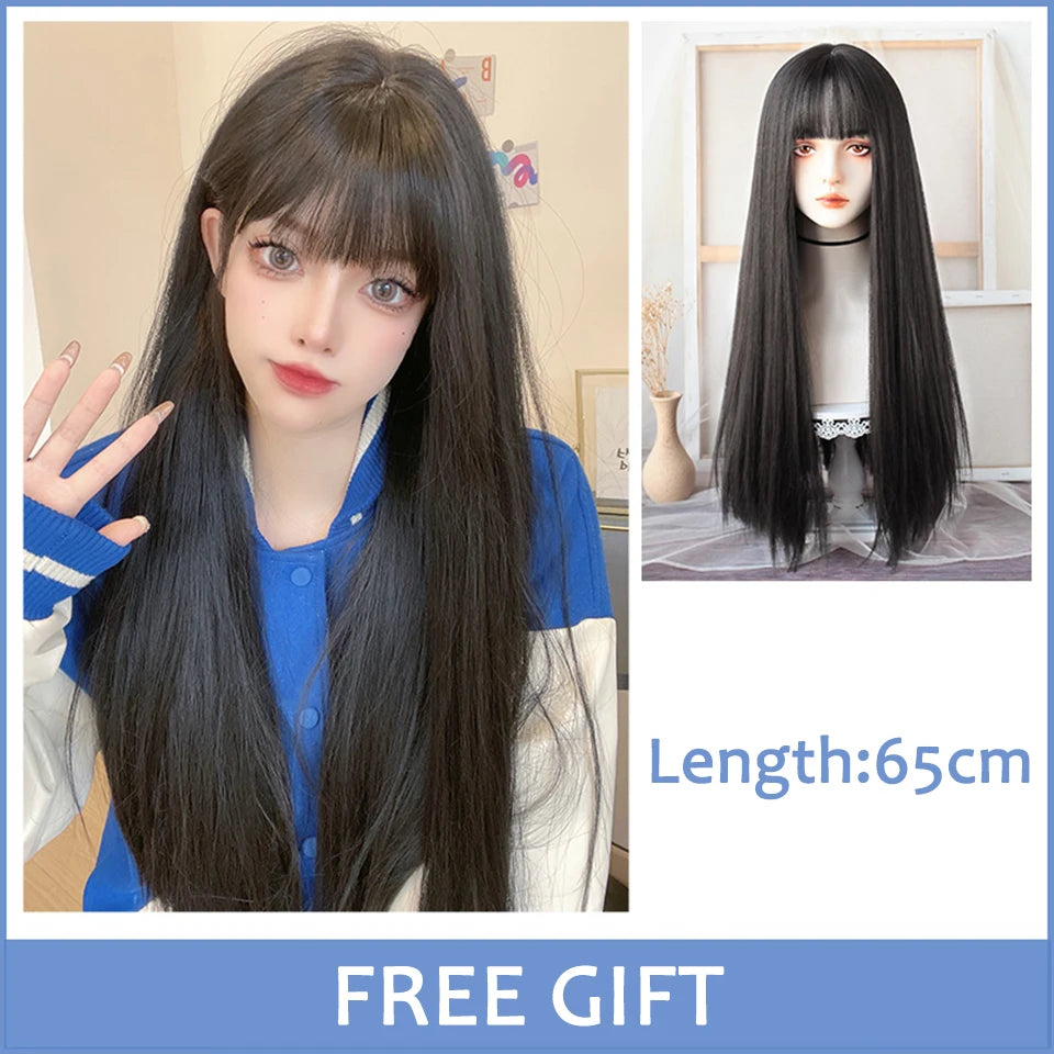 Bang Long Natural Wavy Hair Wig