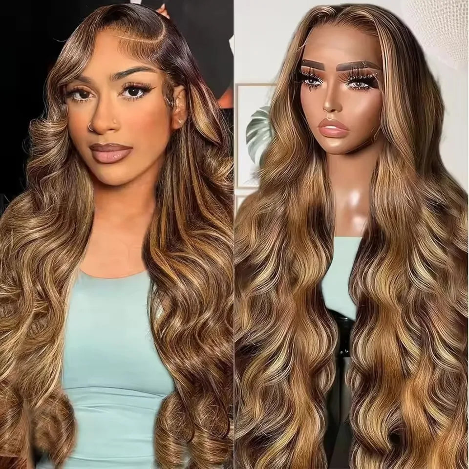 13x6 Glueless Highlight Hd Lace Frontal Wig Human Hair Ombre Colored Honey Blonde Human Hair Wigs Body Wave For Women 5x5 4x4