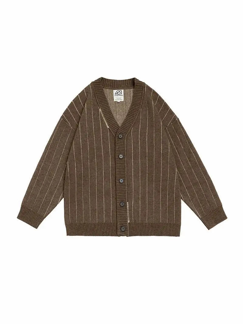 Neutral Striped Knitted Cardigan