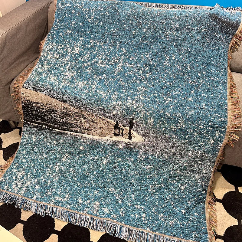 Snow Mountain Forest Cotton Thread Woven Blanket