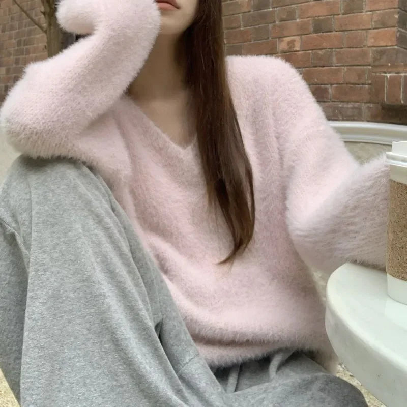 V-Neck Long Sleeve Knitted Top