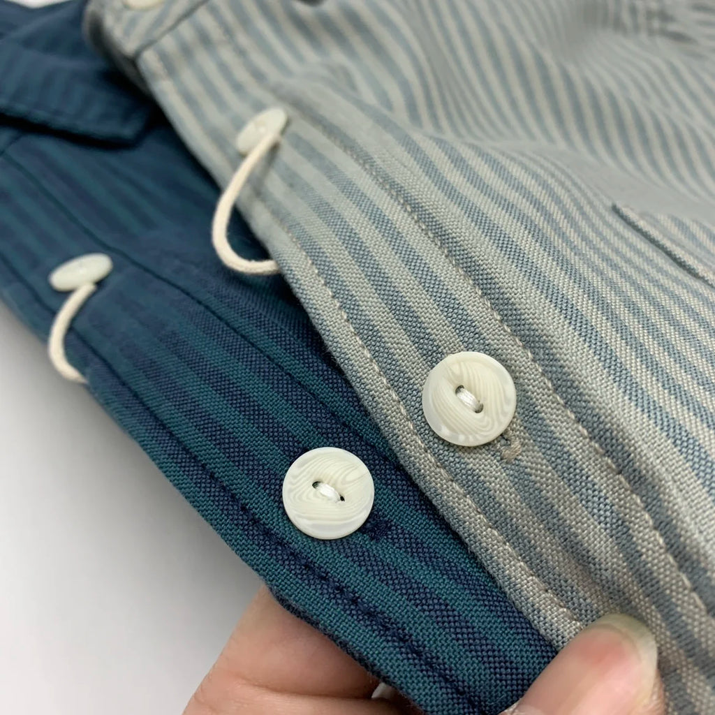 Retro Long Sleeve Lapel Oxford Striped Shirt