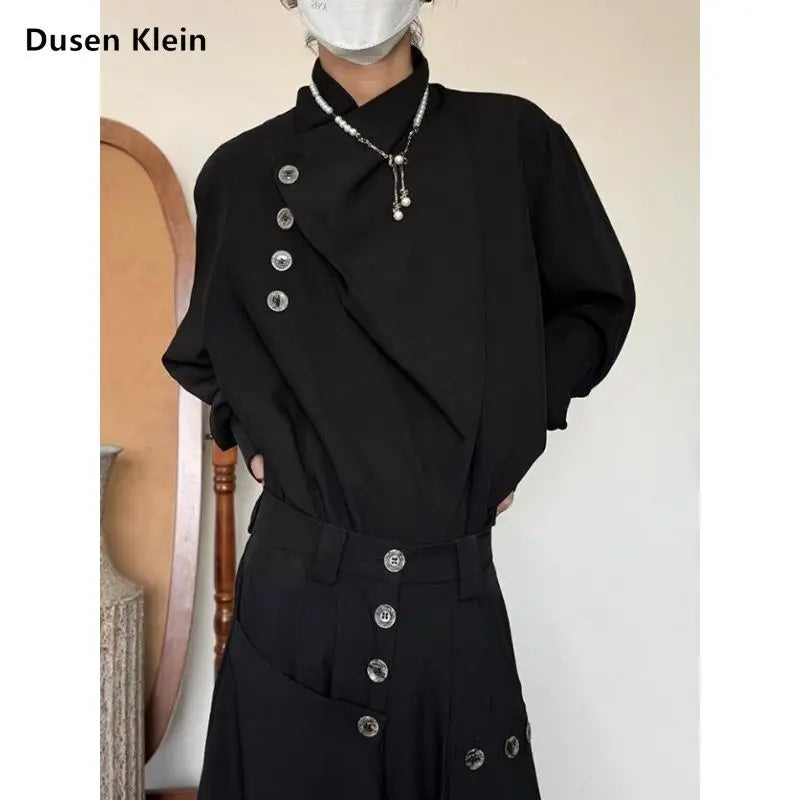 Long-Sleeved Irregular Loose Casual Shirt