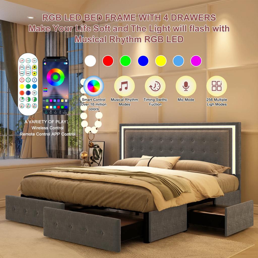Queen LED Bed Frame