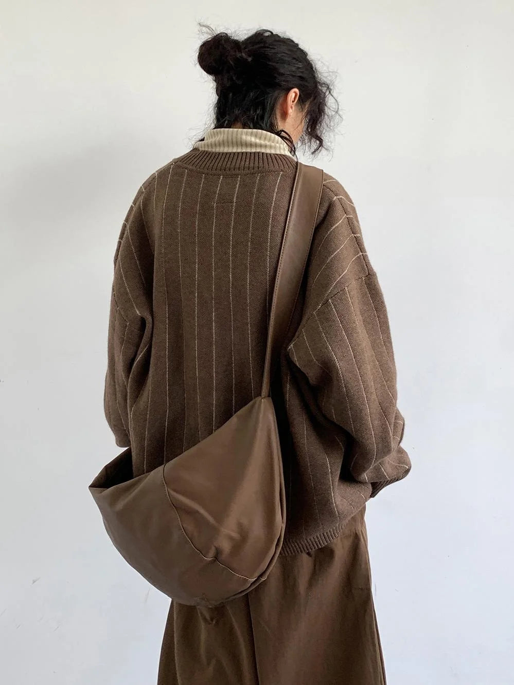 Neutral Striped Knitted Cardigan